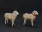 Preview: 2 tiny German sheep, putz wooly, wood legs, compo body ~ 1920