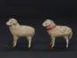 Preview: 2 tiny German sheep, putz wooly, wood legs, compo body ~ 1920