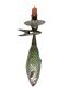 Preview: Kerzenhalter mit Glasornament Fisch, ~ 1920