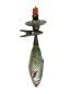 Preview: Kerzenhalter mit Glasornament Fisch, ~ 1920