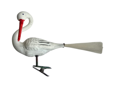 Glasornament,  Storch / Vogel auf Zwicker, ~ 1930