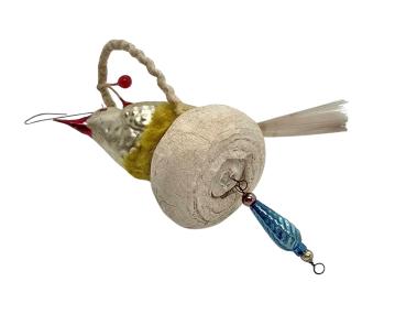 Glasornament,  Vogel im Nest aus Watte, ~ 1930