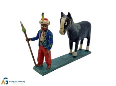 Orientalischer Krieger mit Pferd (7 cm)