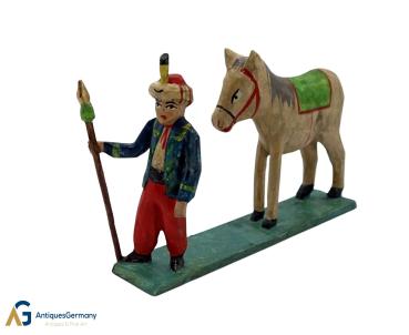 Orientalischer Krieger mit Pferd (7 cm)