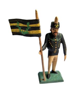 Nativity Figure Mine Worker with Flag  (7 cm)