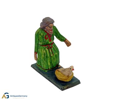 Grulich nativity figure  " Man with chicken " (7 cm)