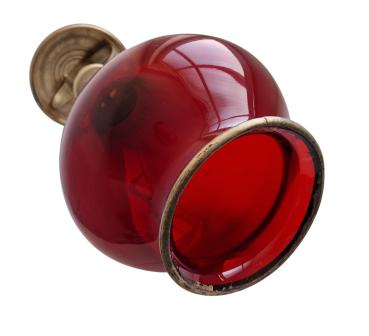 Biedermeier Lantern, blown red glass, ~ 1850