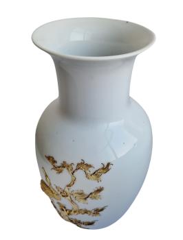 Art Deco Porzellan Vase Japan mit Messingapplikationen