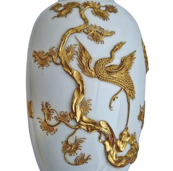 Art Deco porcelain vase Japan with brass applications