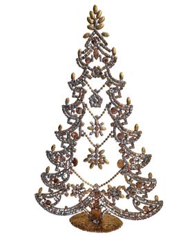 Free standing vintage rhinestone Christmas tree - Prong Set Stones, 34 cm