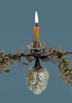 Candle Holder with  blown glass kugel, ~ 1930