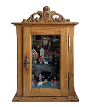 Grulich crib in wooden box, 27 figures