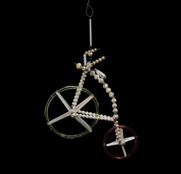 Beaded Glass Ornament, Bicycle, Gablonz Czechia