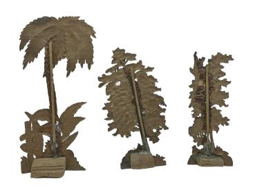 3 Bäume aus geprägter lithografierter Pappe, ~ 1900