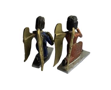 Pair of nativity angels / 12 cm - carved wood, 19th century