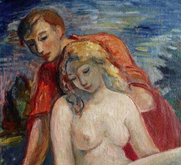 Nude / lovers, oil on canvas, ~ 1930s