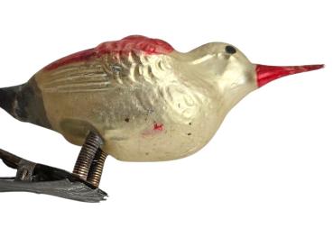 Glasornament,  Vogel auf Zwicker, ~ 1920