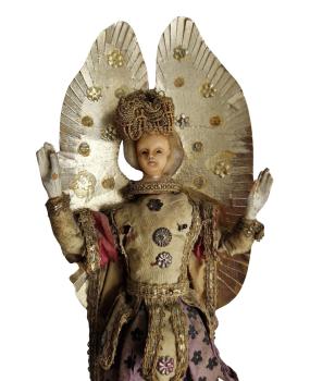 Magnificently dressed nativity figure / angel around 1800