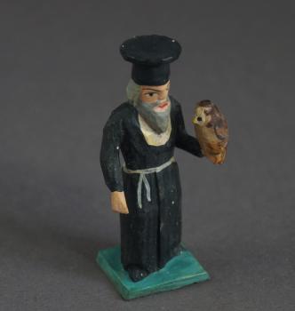 Grulicher Krippenfigur " Priester mit Eule "  (5 cm)