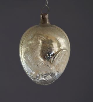 Mercury glass Kugel with cock, ca. 1910