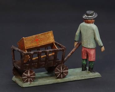 Grulich nativity figure  " Man with handcart and cradle "  (7 cm)