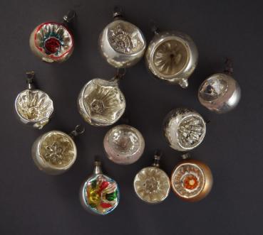 12 antique indent Glass Ornaments