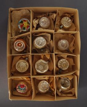 12 antique indent Glass Ornaments