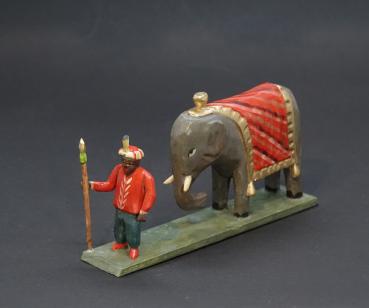 Grulicher Krippenfigur "Elefant mit Treiber" (5 cm)