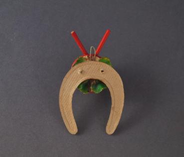 Cardboard Horseshoe with Devil / Krampus, ca. 1930