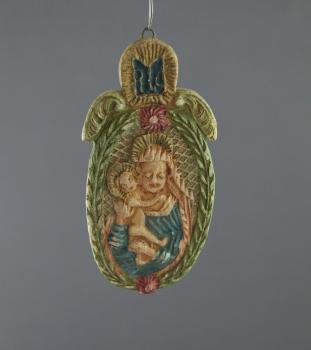 Wachs ornament ~ 1900, Maria mit Kind