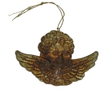 Angel, embossed tin, gilded, ca. 1900
