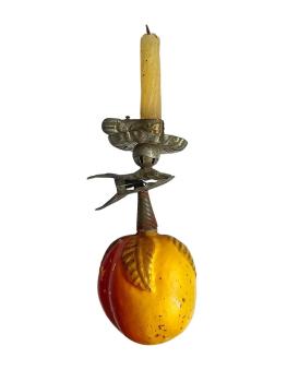 Kerzenhalter mit Glasornament Frucht, ~ 1930