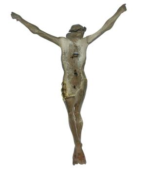 Christus / Kruzifix Holz geschnitzt, ~ 1850