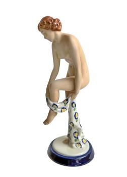 Royal Dux Elly Strobach Akt Porzellan Figur, Art Deco ca. 1930