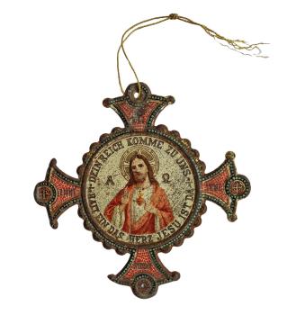 Anhänger Herz Jesu aus Metall, ~ 1880/1890