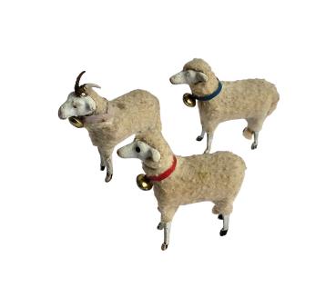 3 German putz wooly sheep, ~ 1930