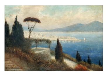 Mediterane Küstenlandschaft - Vesuv - Neapel um 1900