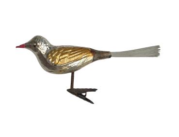 Glasornament,  Vogel auf Zwicker, ~ 1920