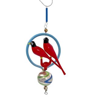 Gablonz Ornament, pair birds in a Ring
