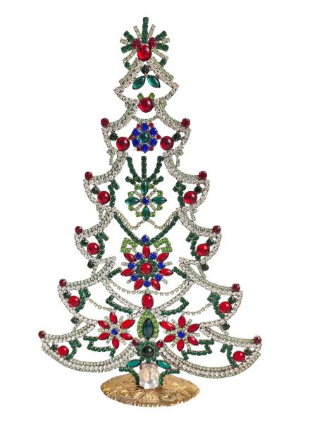 Free standing vintage rhinestone Christmas tree - Prong Set Stones, 31 cm