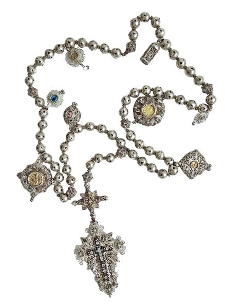 Rosary filigree, silver 13 lot, 18th century