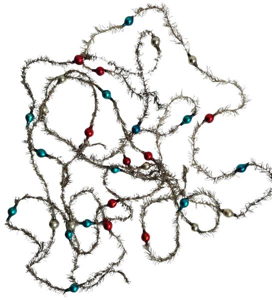 4 Stück alter Tinsel mit Glaskugeln, ca. 530 cm, 20er Jahre