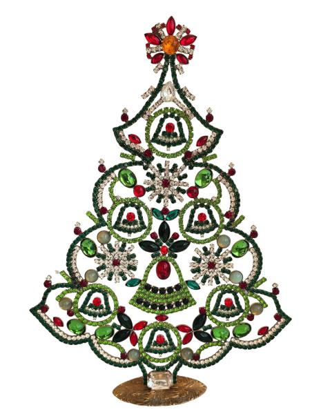 Bunter glitzernder Christbaum aus Strass Steinen - Gablonz, 34 cm