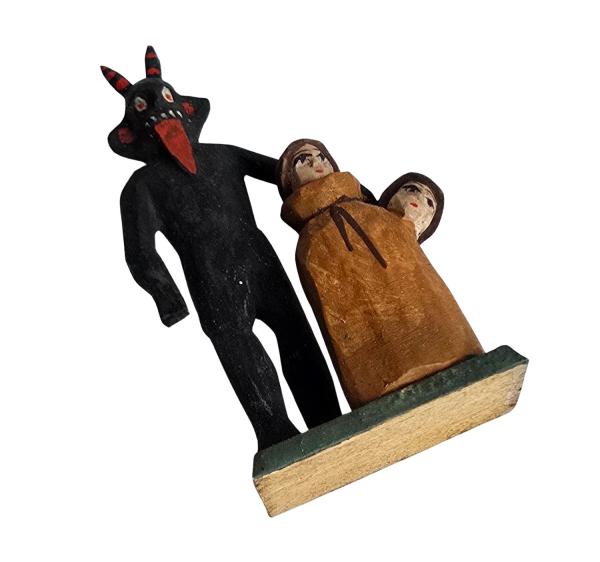 Grulich Devil / Krampus holding sack with children  (7 cm)