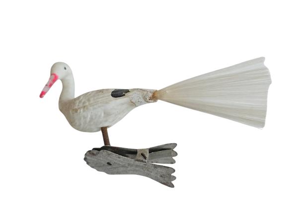 Glasornament, Storch / Vogel auf Zwicker, ~ 1930