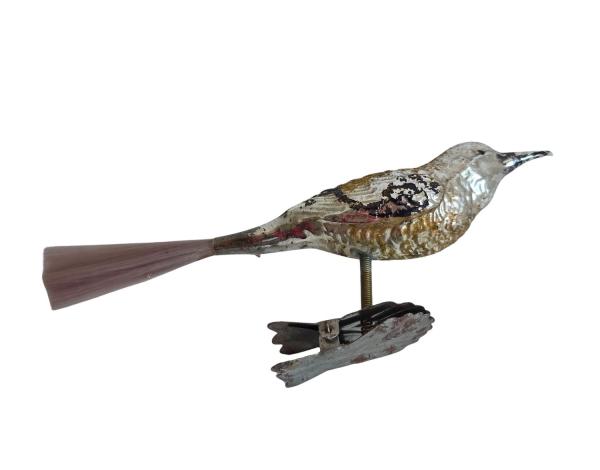 Glasornament,  Vogel auf Zwicker, ~ 1920