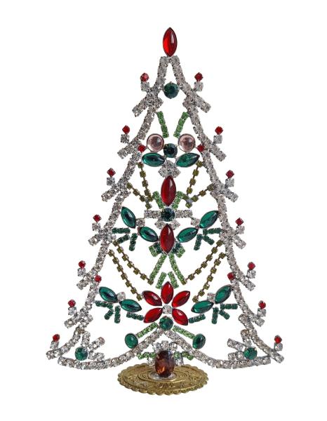 Free standing vintage rhinestone Christmas tree - Prong Set Stones, 18 cm
