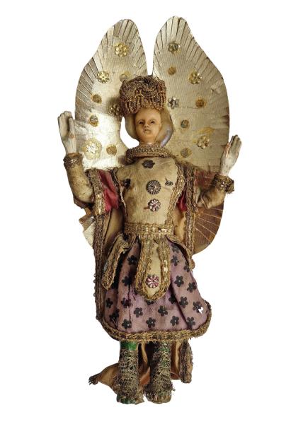 Magnificently dressed nativity figure / angel around 1800