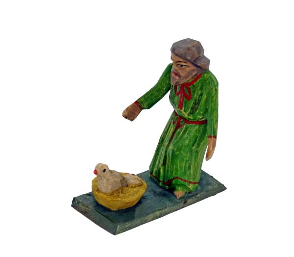 Grulich nativity figure  " Man with chicken " (7 cm)