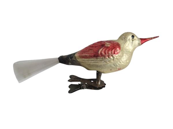 Glasornament,  Vogel auf Zwicker, ~ 1920